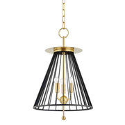 Hudson Valley - 1014-AGB/BK - Three Light Pendant - Cagney - Aged Brass/Black