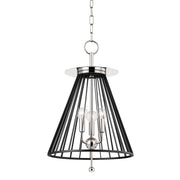Hudson Valley - 1014-PN/BK - Three Light Pendant - Cagney - Polished Nickel/Black