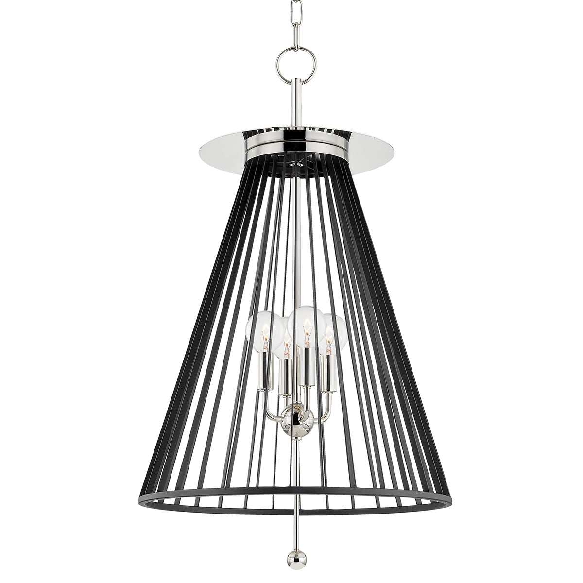 Hudson Valley - 1018-PN/BK - Four Light Pendant - Cagney - Polished Nickel/Black