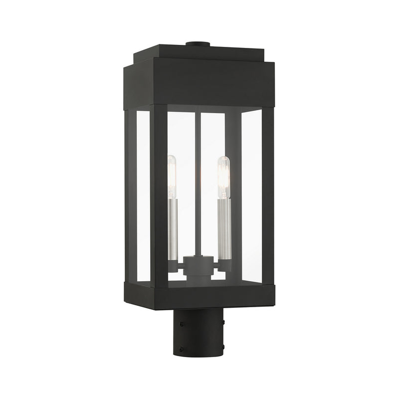 Livex Lighting - 21236-04 - Two Light Outdoor Post Top Lantern - York - Black w/ Brushed Nickels