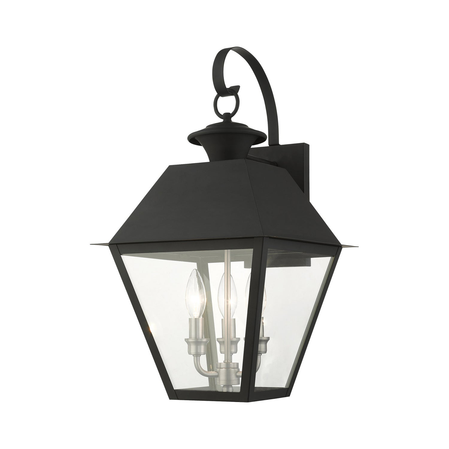 Livex Lighting - 27218-04 - Three Light Outdoor Wall Lantern - Wentworth - Black w/ Brushed Nickel Cluster