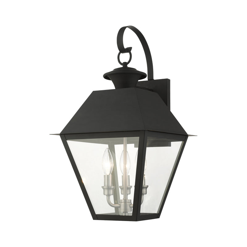 Livex Lighting - 27218-04 - Three Light Outdoor Wall Lantern - Wentworth - Black w/ Brushed Nickel Cluster