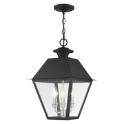 Livex Lighting - 27220-04 - Three Light Outdoor Pendant - Wentworth - Black w/ Brushed Nickel Cluster