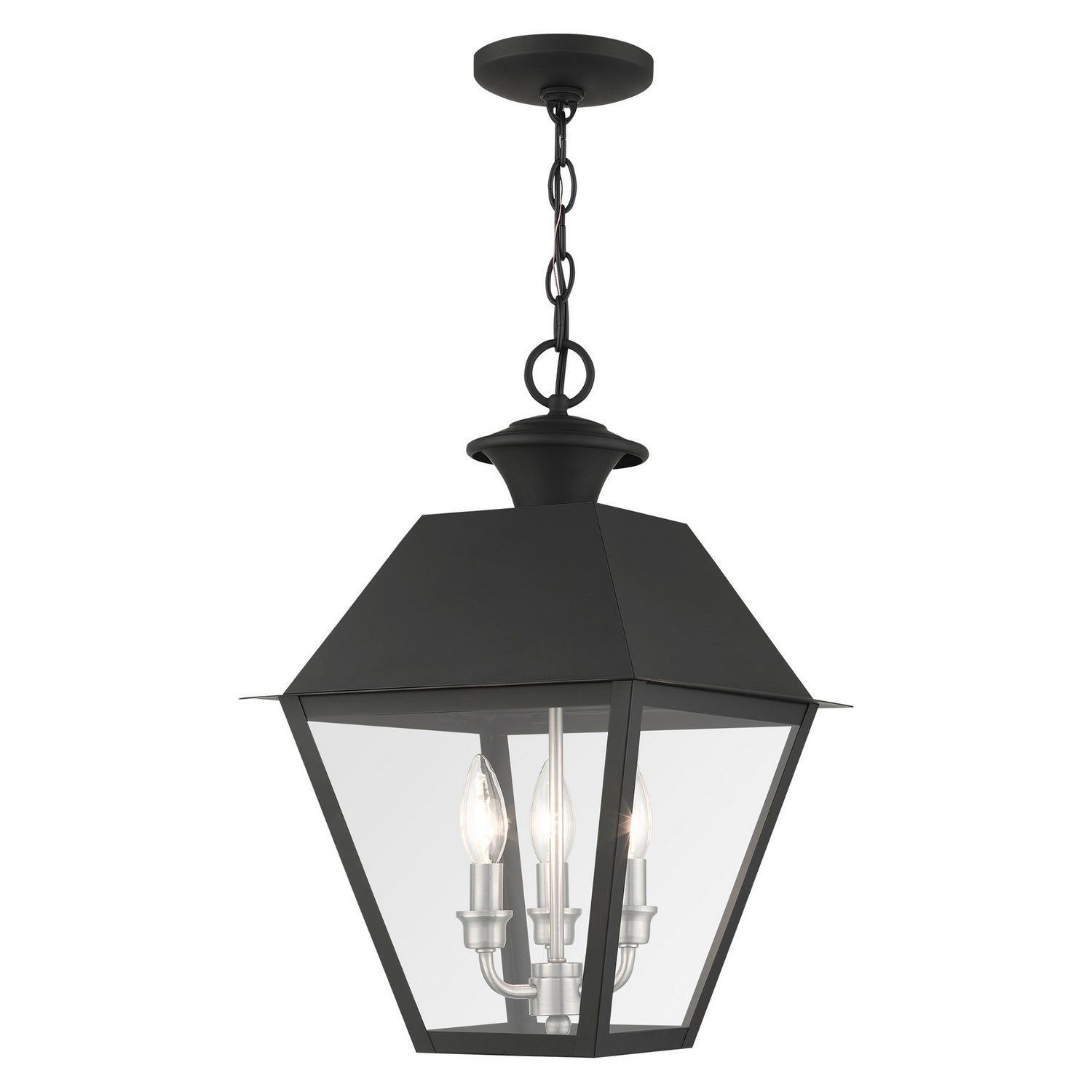 Livex Lighting - 27220-04 - Three Light Outdoor Pendant - Wentworth - Black w/ Brushed Nickel Cluster