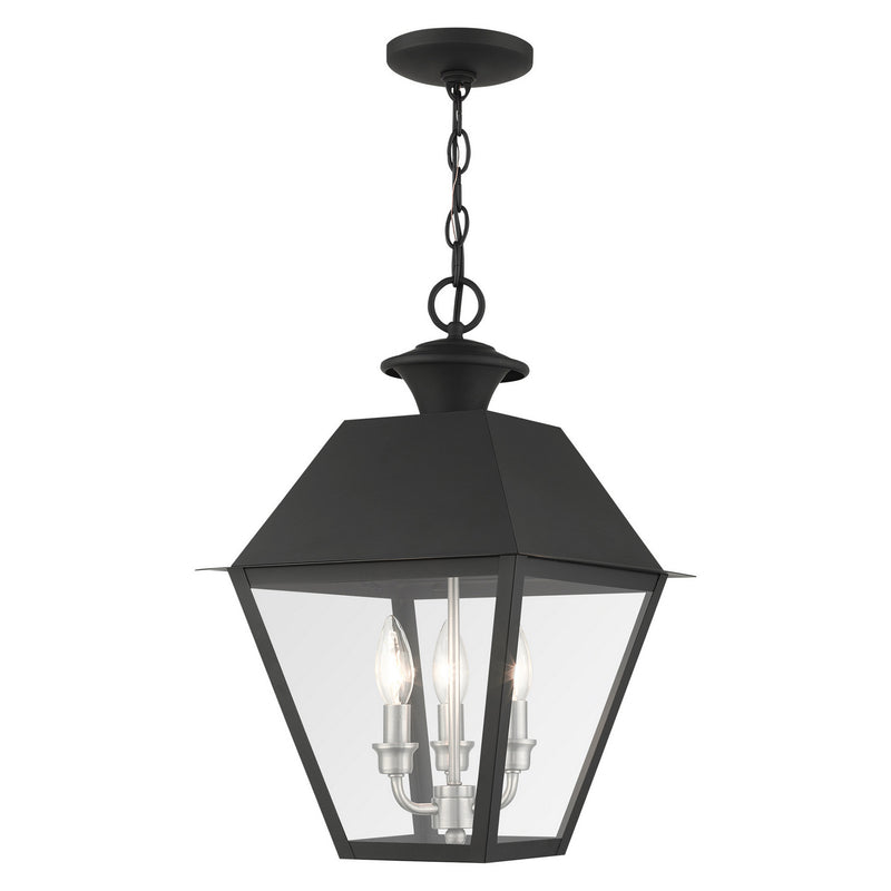 Livex Lighting - 27220-04 - Three Light Outdoor Pendant - Wentworth - Black w/ Brushed Nickel Cluster