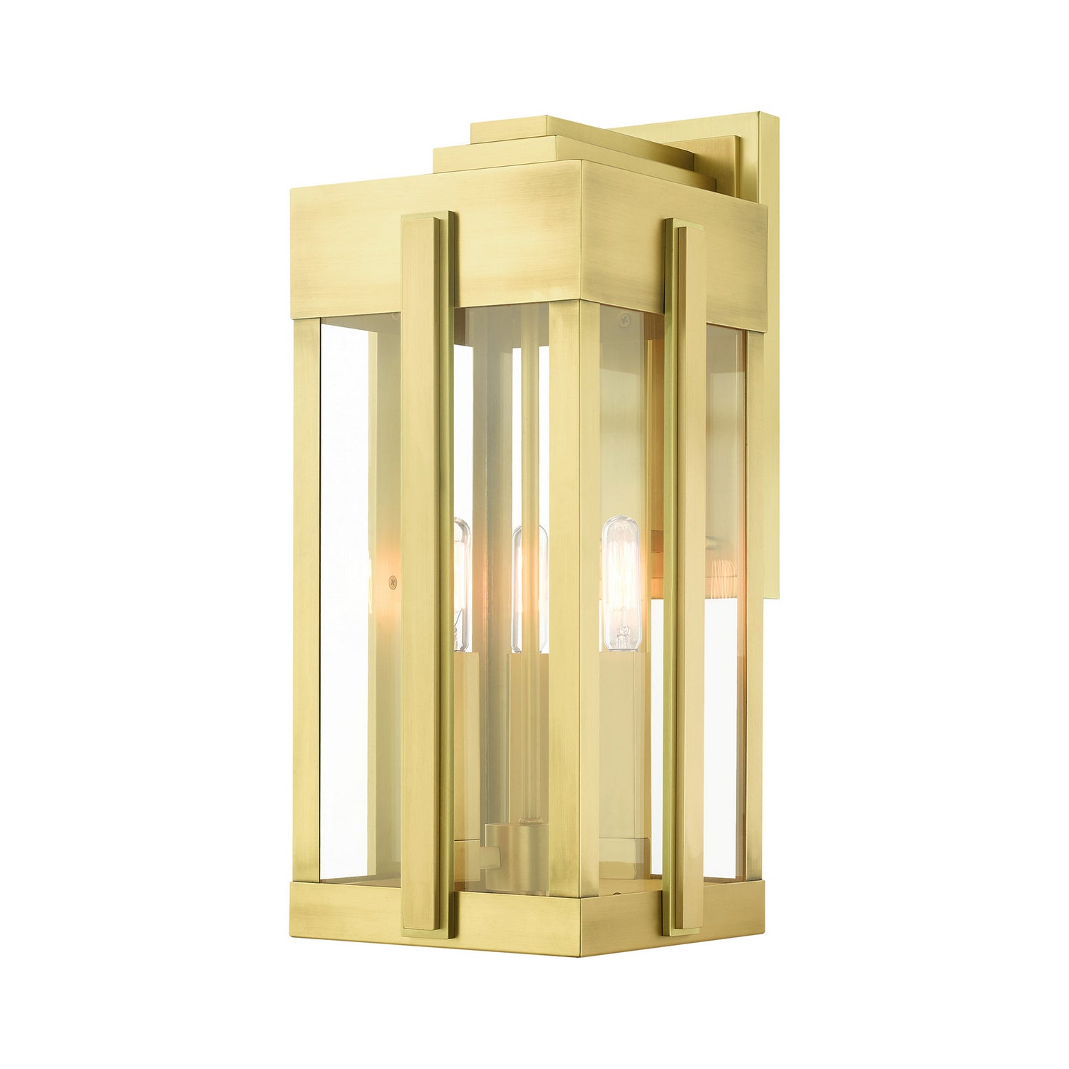 Livex Lighting - 27714-08 - Three Light Outdoor Wall Lantern - Lexington - Natural Brass