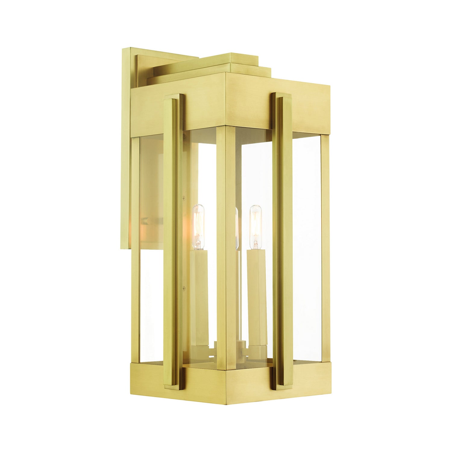 Livex Lighting - 27715-08 - Three Light Outdoor Wall Lantern - Lexington - Natural Brass