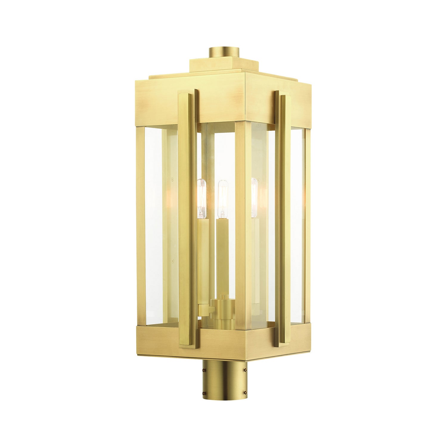 Livex Lighting - 27717-08 - Three Light Outdoor Post Top Lantern - Lexington - Natural Brass