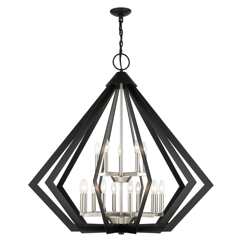 Livex Lighting - 40928-04 - 15 Light Foyer Chandelier - Prism - Black w/ Brushed Nickel Cluster