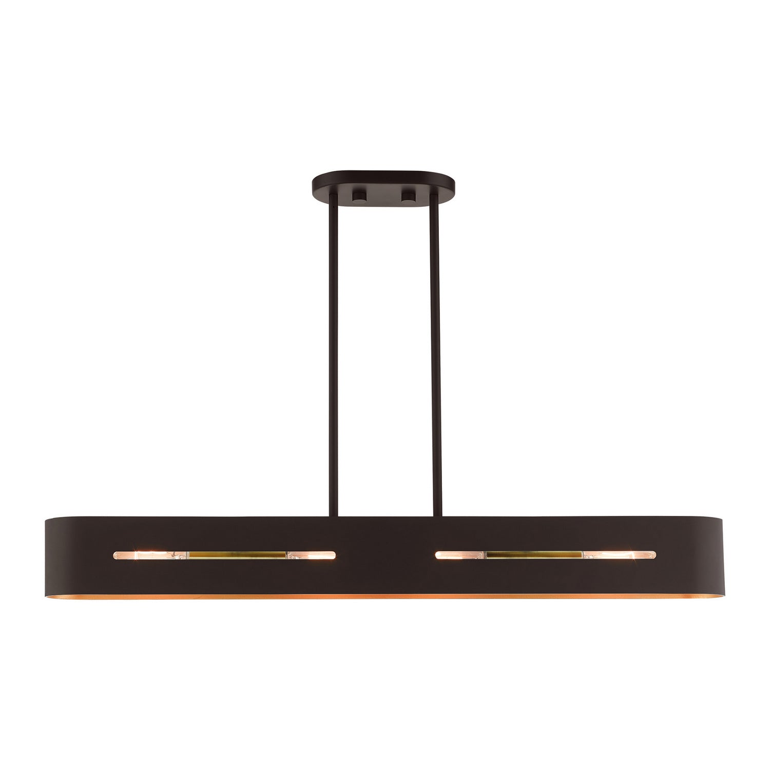 Livex Lighting - 45767-07 - Four Light Linear Chandelier - Ravena - Bronze w/ Antique Brasss