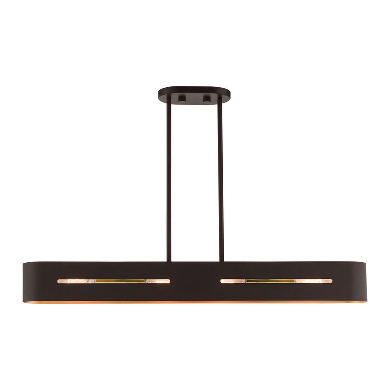 Livex Lighting - 45767-07 - Four Light Linear Chandelier - Ravena - Bronze w/ Antique Brasss