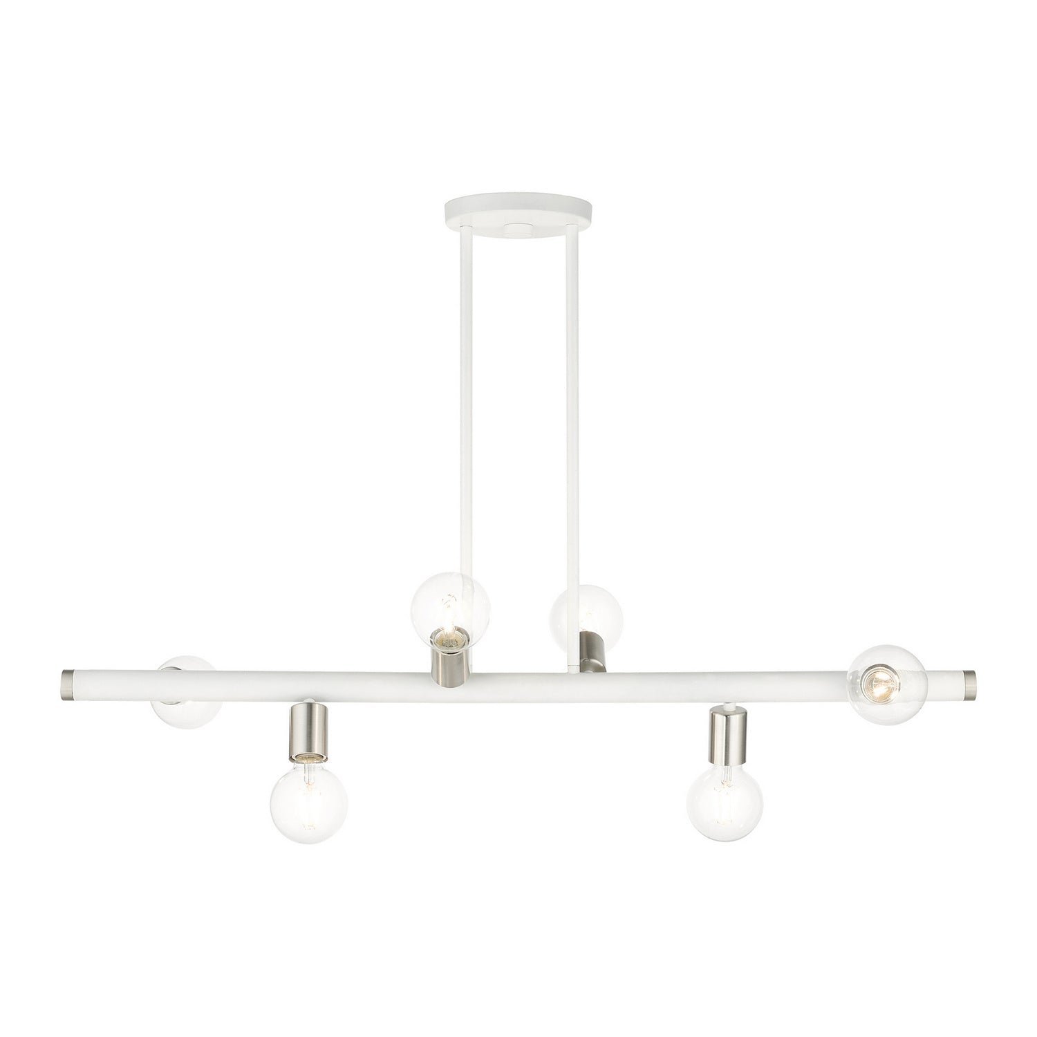Livex Lighting - 45866-03 - Six Light Linear Chandelier - Bannister - White w/ Brushed Nickels