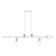 Livex Lighting - 45866-03 - Six Light Linear Chandelier - Bannister - White w/ Brushed Nickels