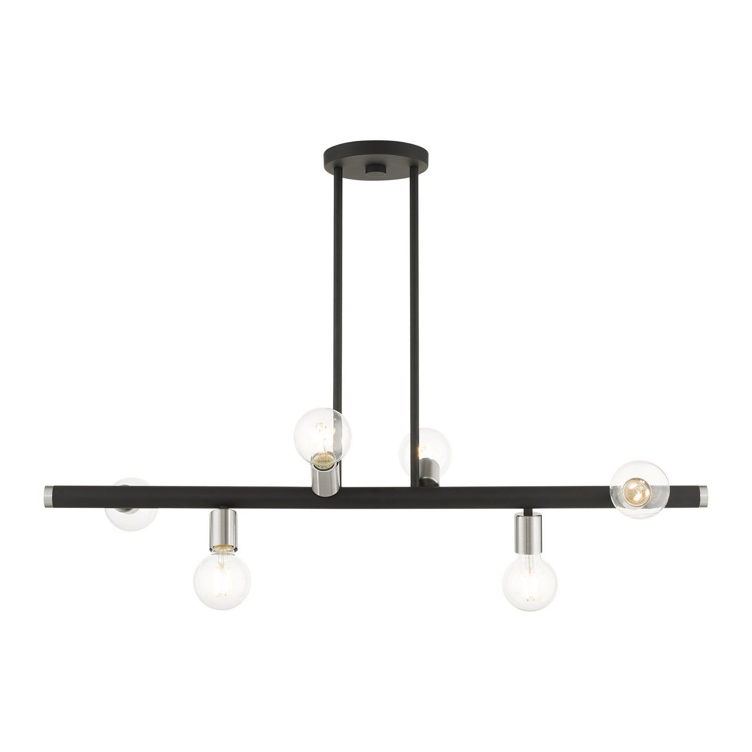 Livex Lighting - 45866-04 - Six Light Linear Chandelier - Bannister - Black w/ Brushed Nickels