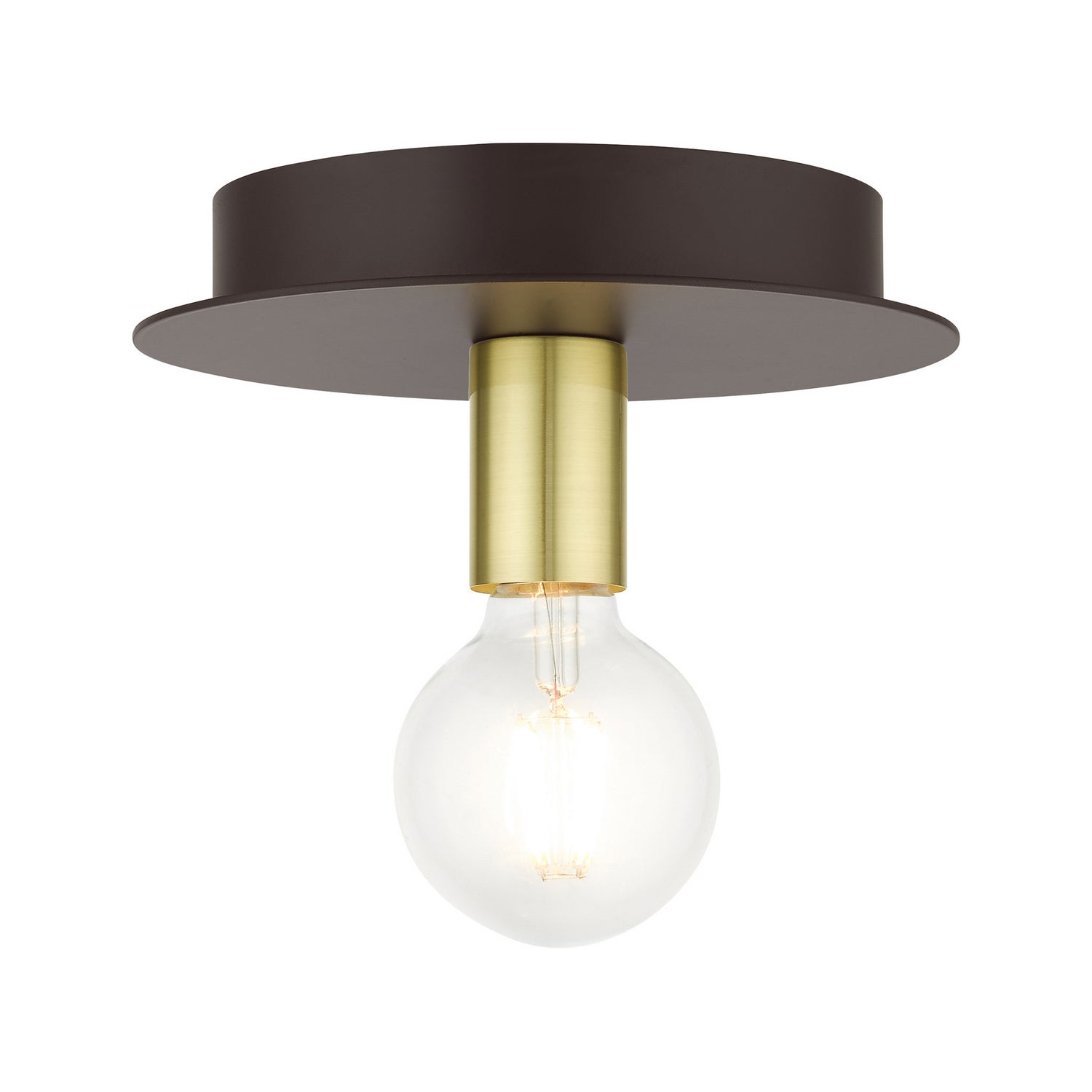 Livex Lighting - 45871-07 - One Light Flush Mount - Hillview - Bronze w/ Satin Brasss