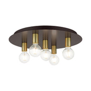 Livex Lighting - 45875-07 - Five Light Flush Mount - Hillview - Bronze w/ Satin Brasss