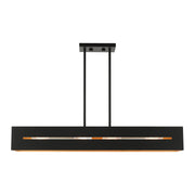 Livex Lighting - 45957-14 - Four Light Linear Chandelier - Soma - Textured Black w/ Brushed Nickels