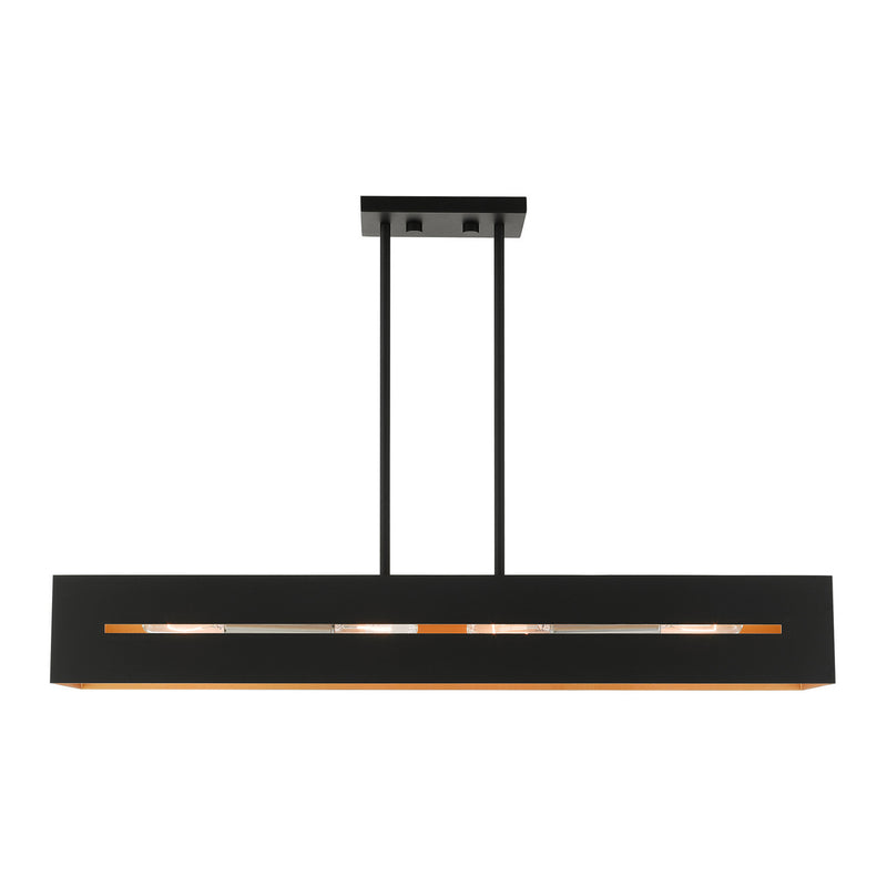 Livex Lighting - 45957-14 - Four Light Linear Chandelier - Soma - Textured Black w/ Brushed Nickels