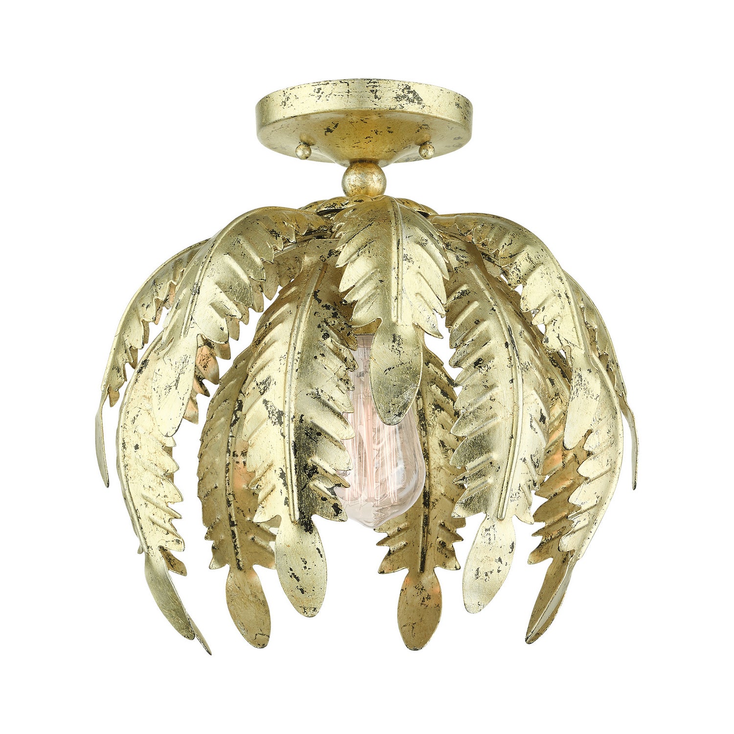 Livex Lighting - 46231-28 - One Light Semi Flush Mount - Acanthus - Hand Applied Winter Gold