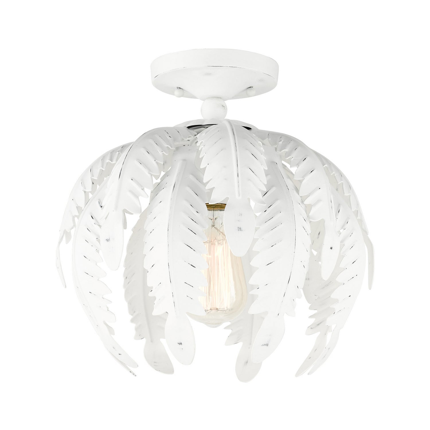 Livex Lighting - 46231-60 - One Light Semi Flush Mount - Acanthus - Antique White