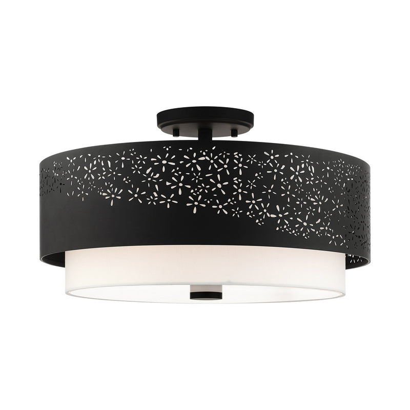 Livex Lighting - 46269-04 - Four Light Semi Flush Mount - Noria - Black
