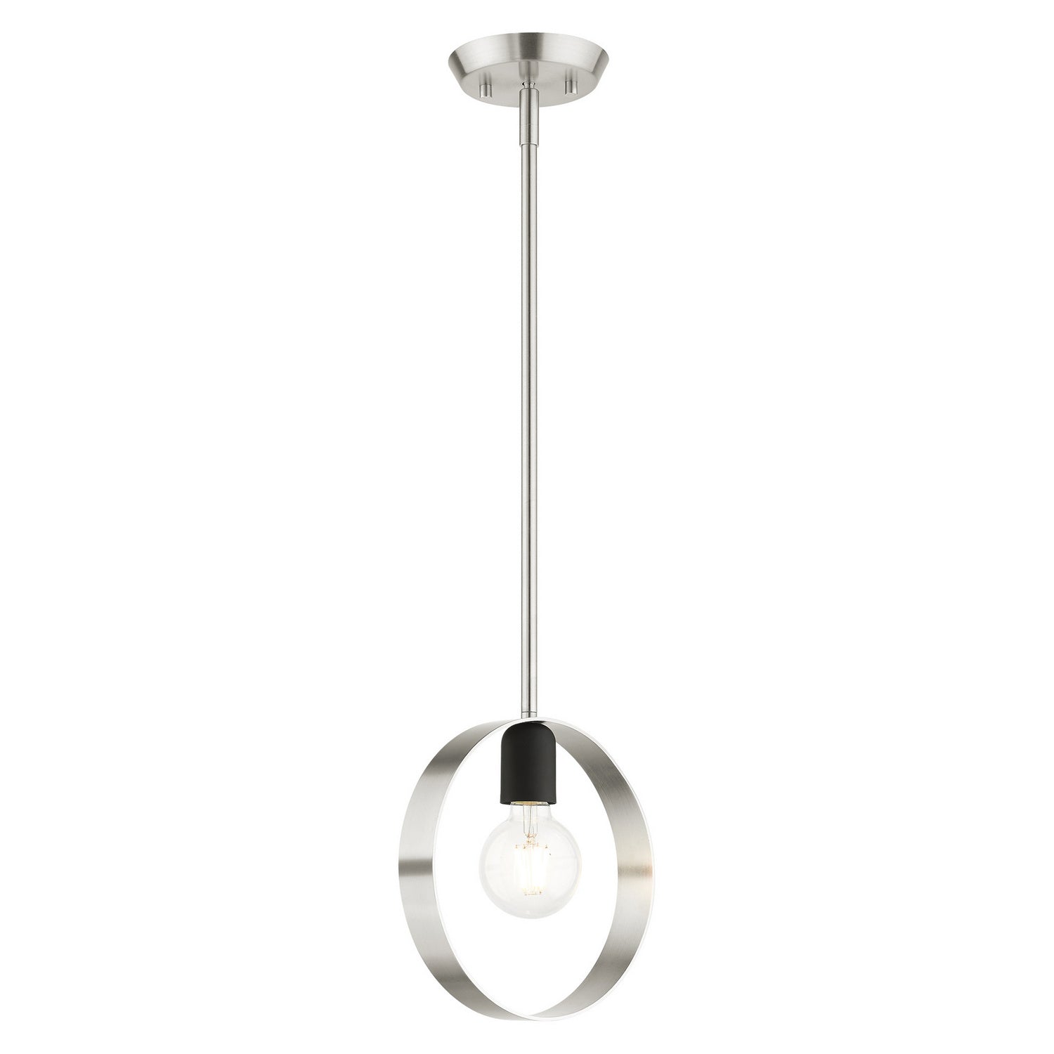 Livex Lighting - 46411-91 - One Light Pendant - Modesto - Brushed Nickel w/ Blacks