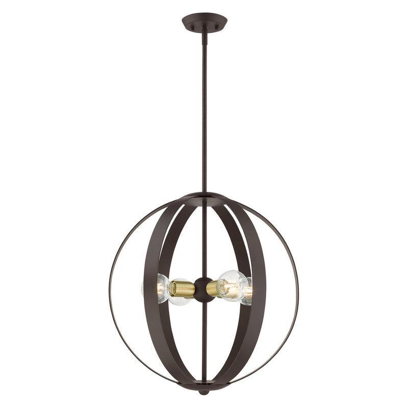Livex Lighting - 46415-07 - Four Light Chandelier - Modesto - Bronze w/ Satin Brasss