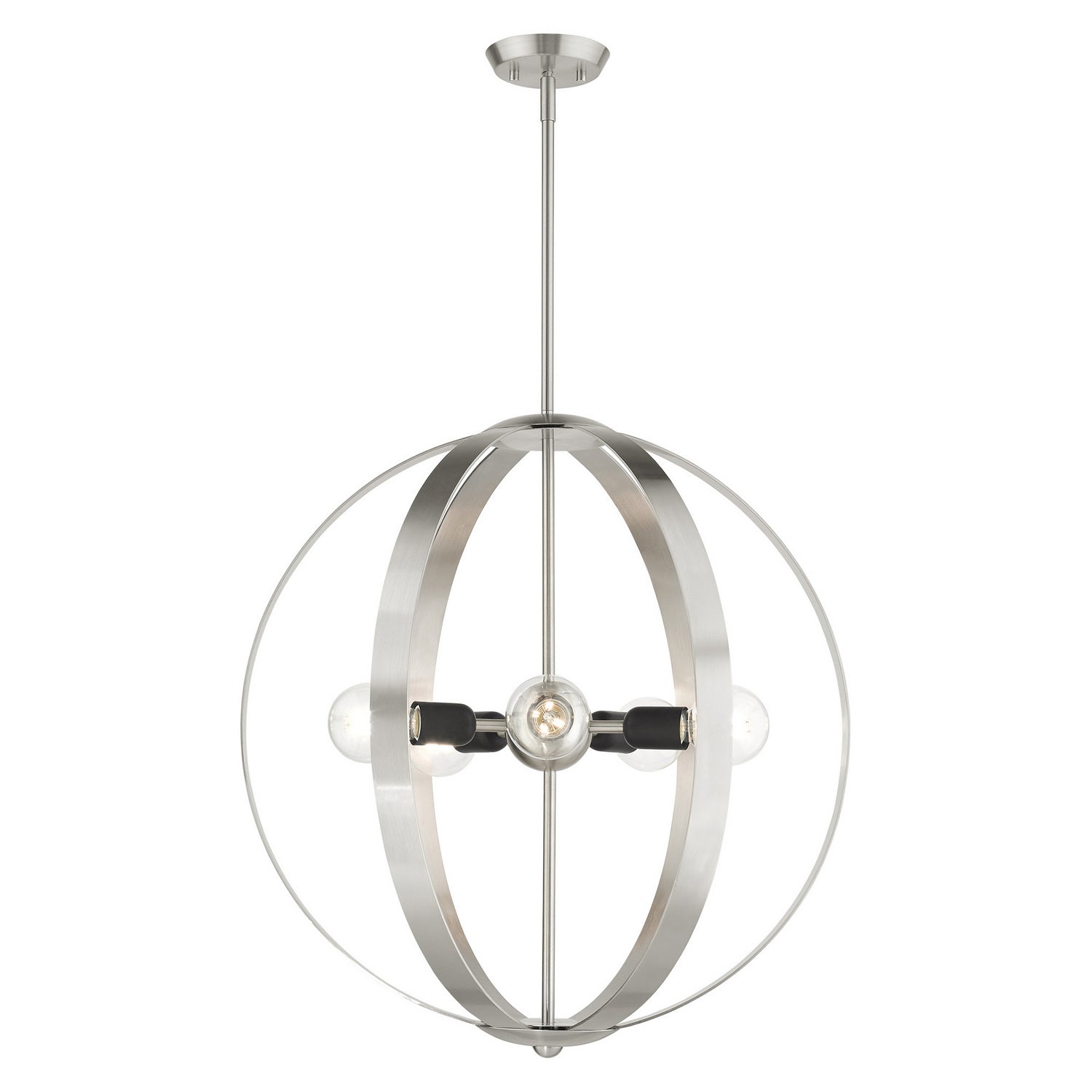 Livex Lighting - 46416-91 - Five Light Chandelier - Modesto - Brushed Nickel w/ Blacks