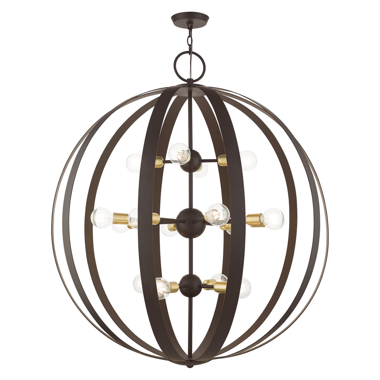 Livex Lighting - 46418-07 - 16 Light Foyer Chandelier - Modesto - Bronze w/ Satin Brasss