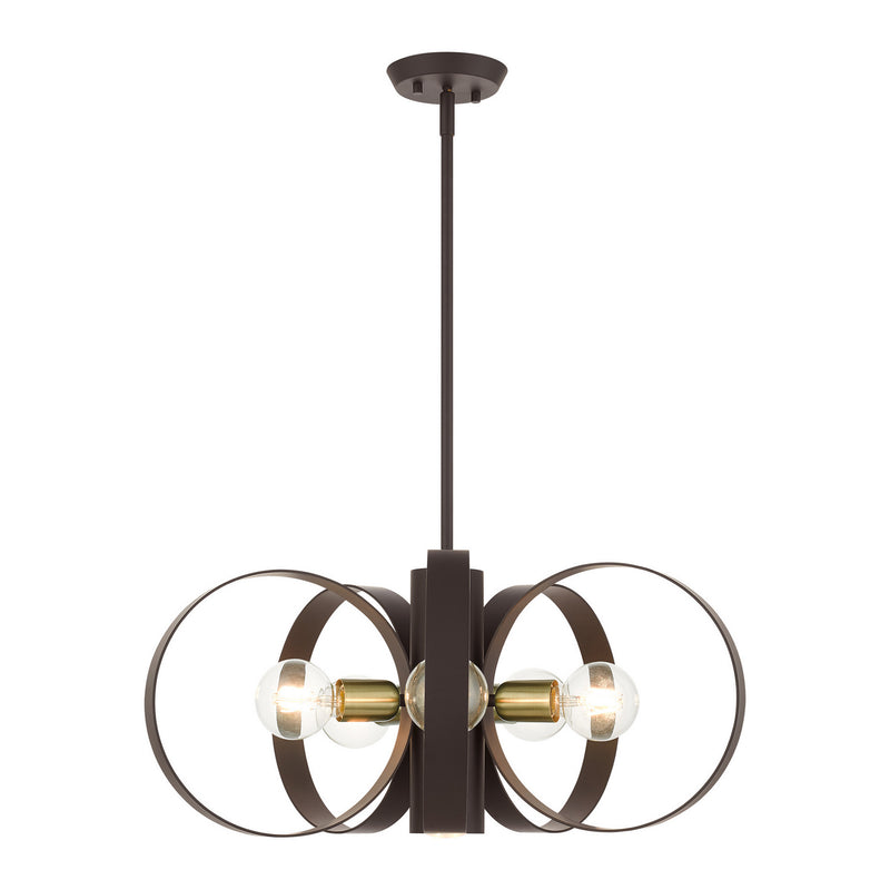 Livex Lighting - 46425-07 - Six Light Chandelier - Modesto - Bronze w/ Satin Brasss