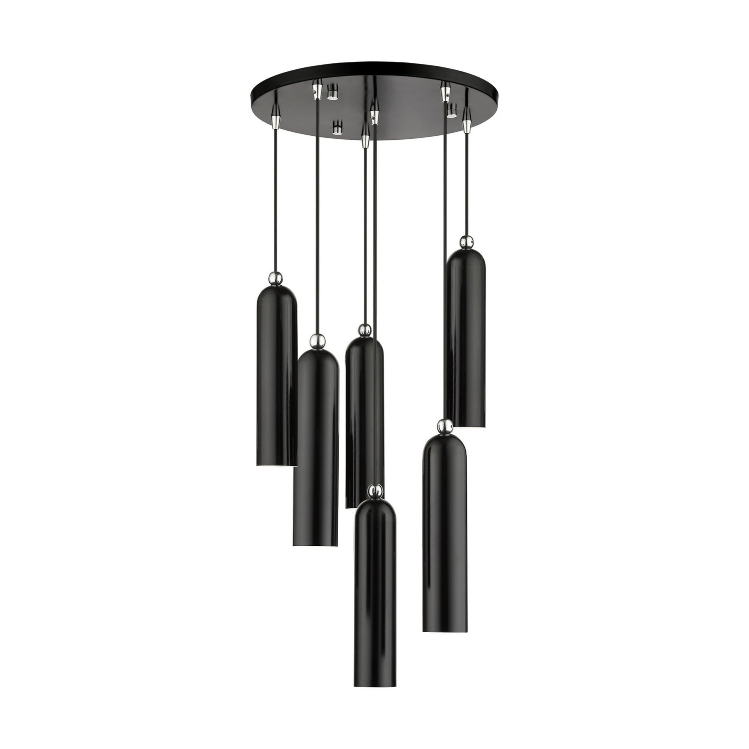 Livex Lighting - 46756-68 - Six Light Pendant - Ardmore - Shiny Black w/ Polished Chromes