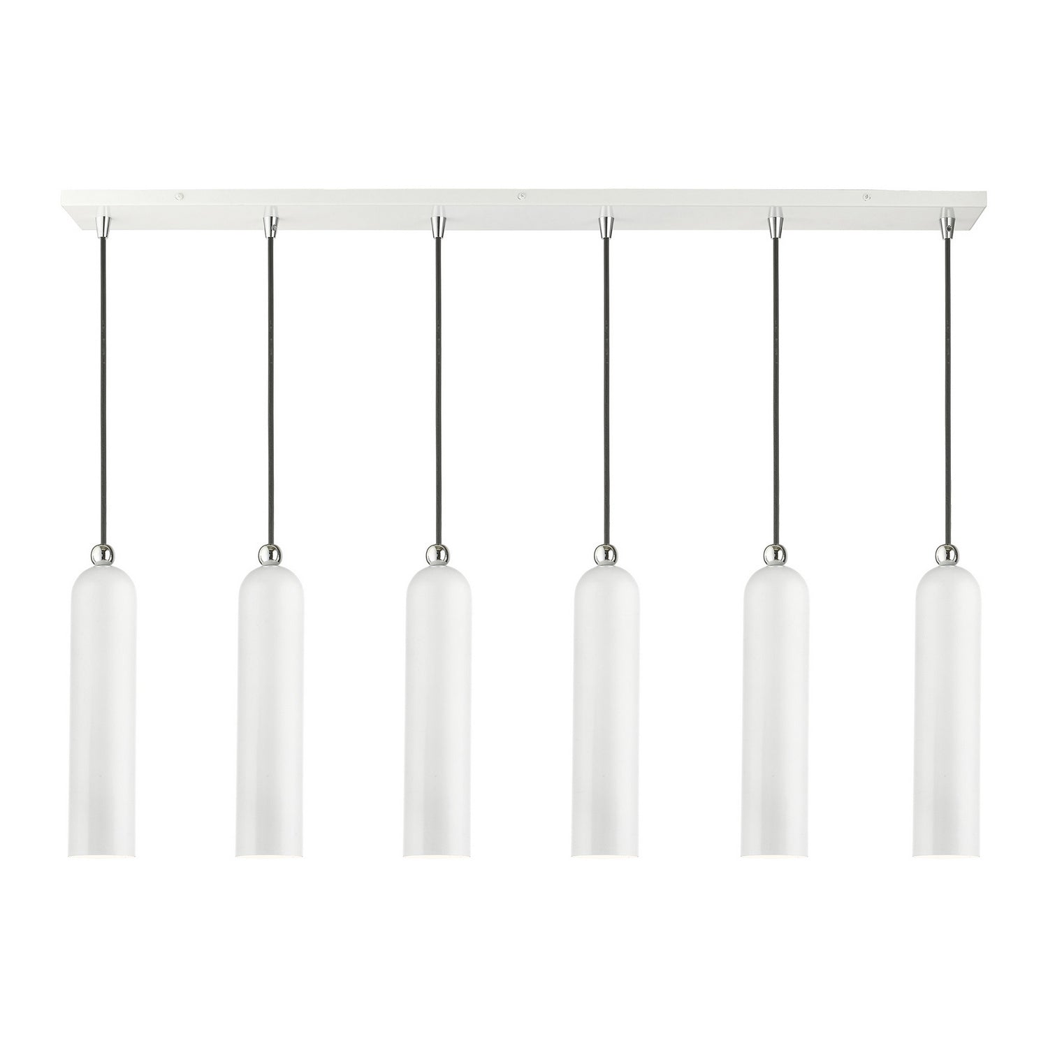 Livex Lighting - 46757-69 - Six Light Linear Pendant - Ardmore - Shiny White w/ Polished Chromes