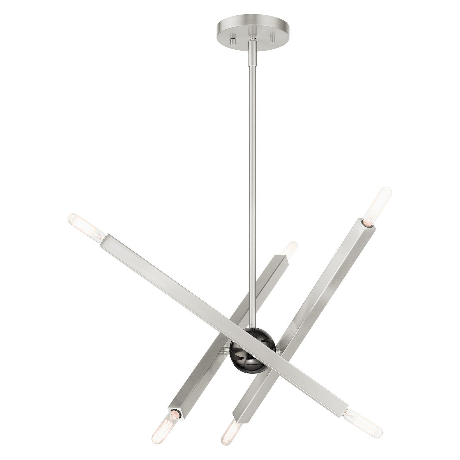 Livex Lighting - 46984-91 - Six Light Chandelier - Monaco - Brushed Nickel w/ Black Chromes