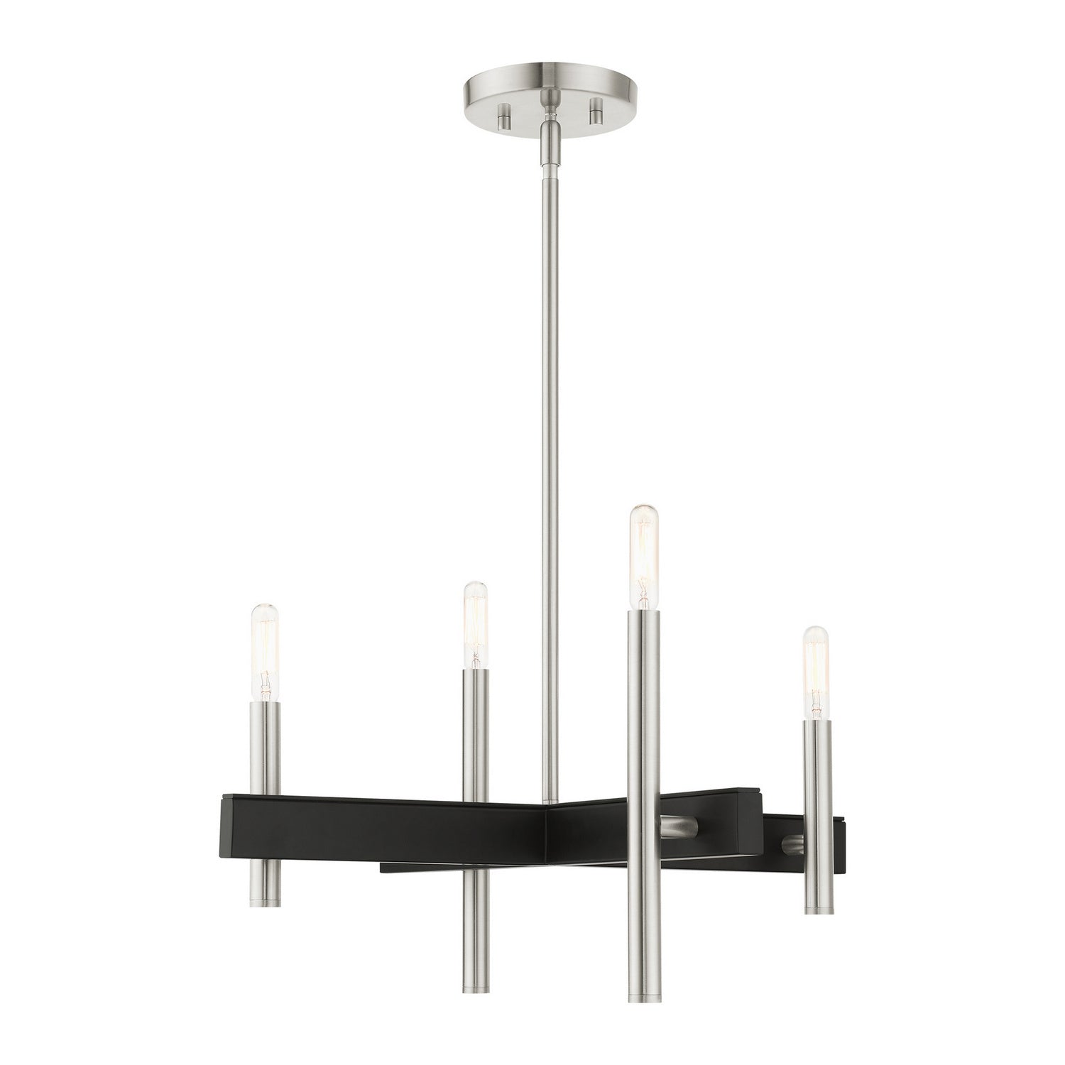 Livex Lighting - 49344-91 - Four Light Chandelier - Denmark - Brushed Nickel w/ Blacks