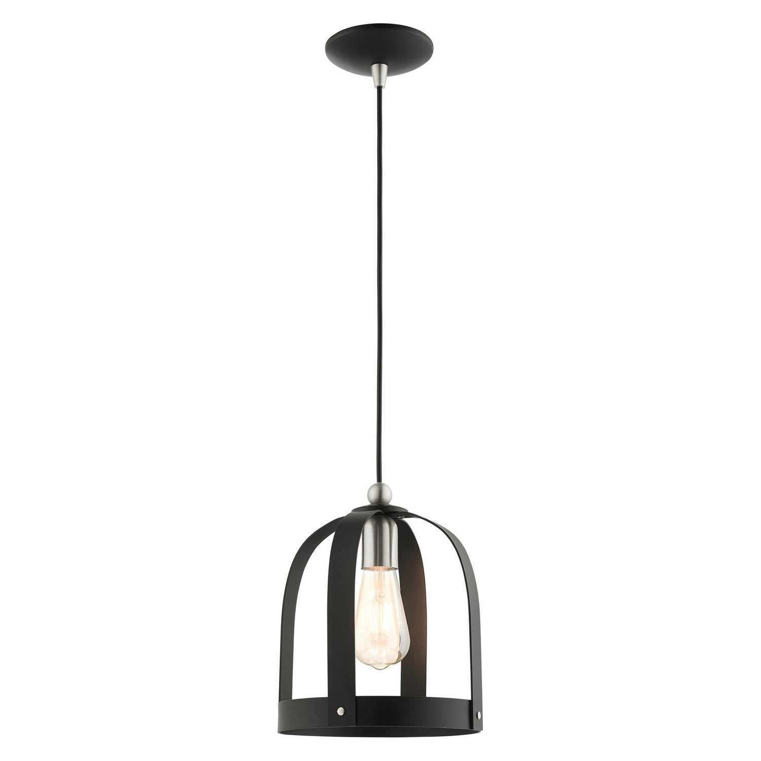 Livex Lighting - 49642-14 - One Light Mini Pendant - Stoneridge - Textured Black w/ Brushed Nickels
