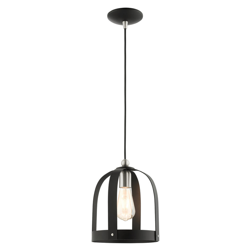 Livex Lighting - 49642-14 - One Light Mini Pendant - Stoneridge - Textured Black w/ Brushed Nickels