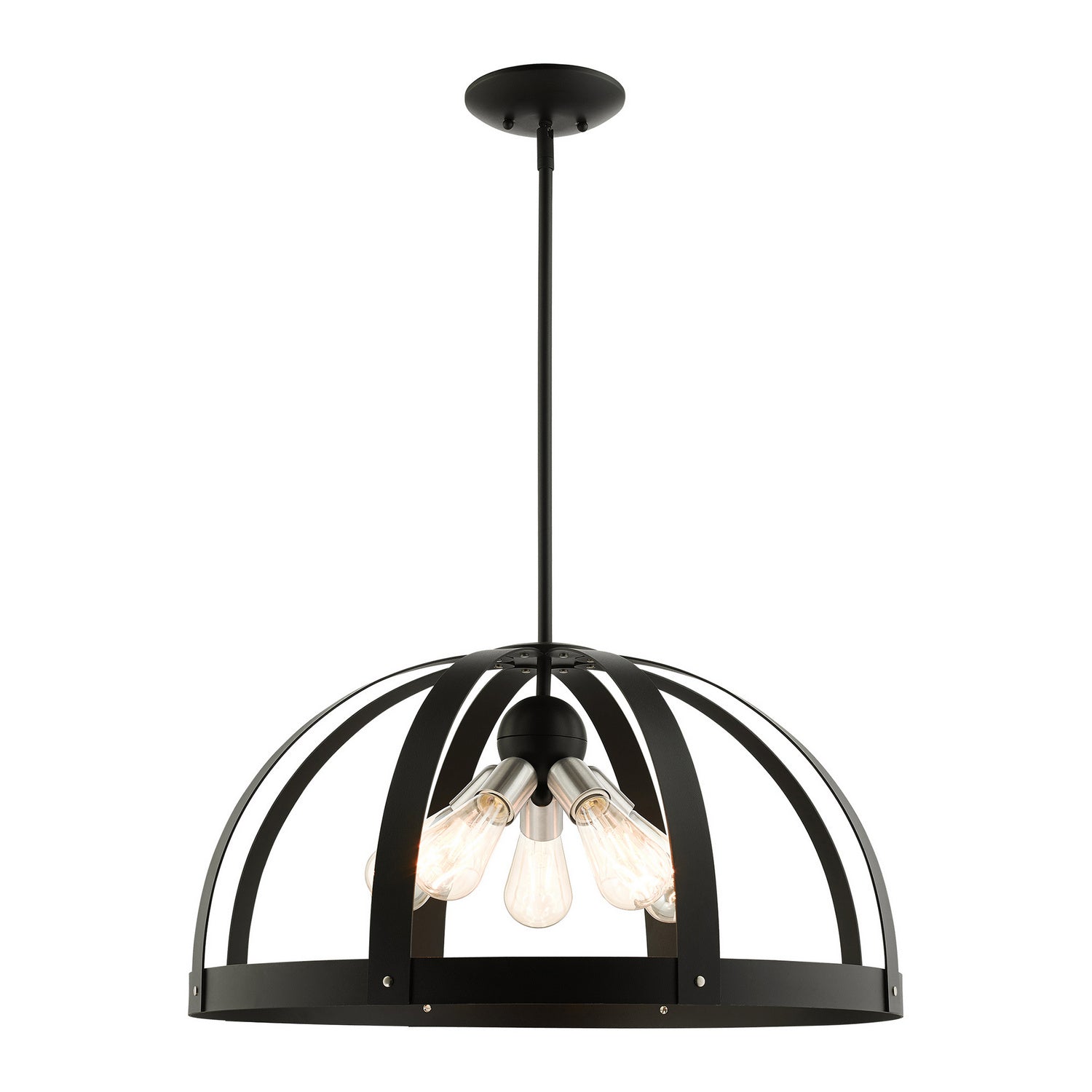 Livex Lighting - 49645-14 - Five Light Chandelier - Stoneridge - Textured Black w/ Brushed Nickels
