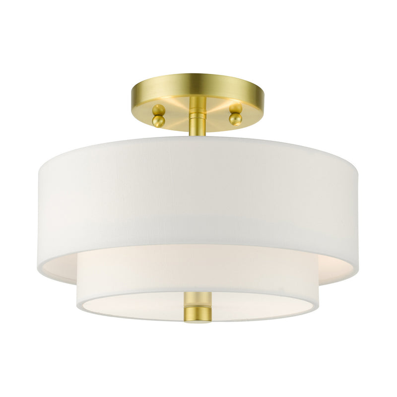 Livex Lighting - 51043-12 - Two Light Semi Flush Mount - Meridian - Satin Brass