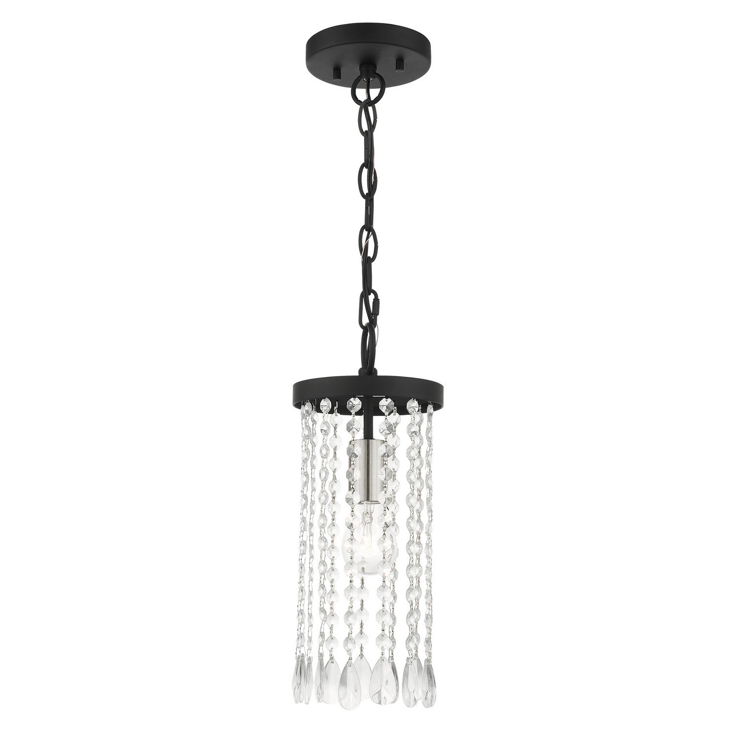 Livex Lighting - 51062-04 - One Light Mini Pendant - Elizabeth - Black w/ Brushed Nickels