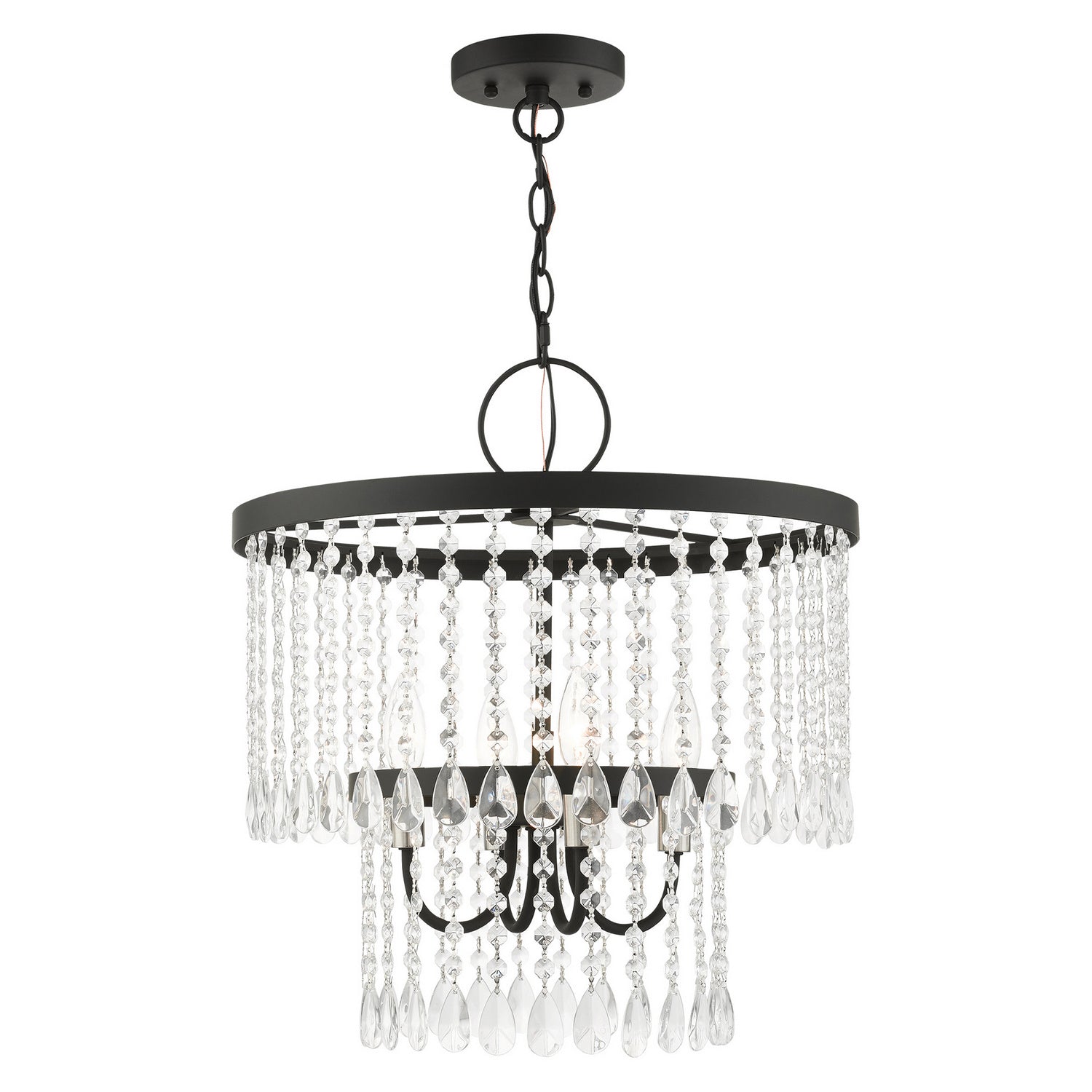 Livex Lighting - 51064-04 - Four Light Chandelier - Elizabeth - Black w/ Brushed Nickels
