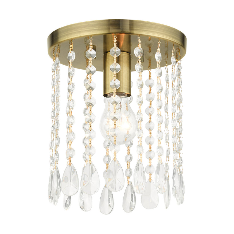 Livex Lighting - 51066-01 - One Light Flush Mount - Elizabeth - Antique Brass