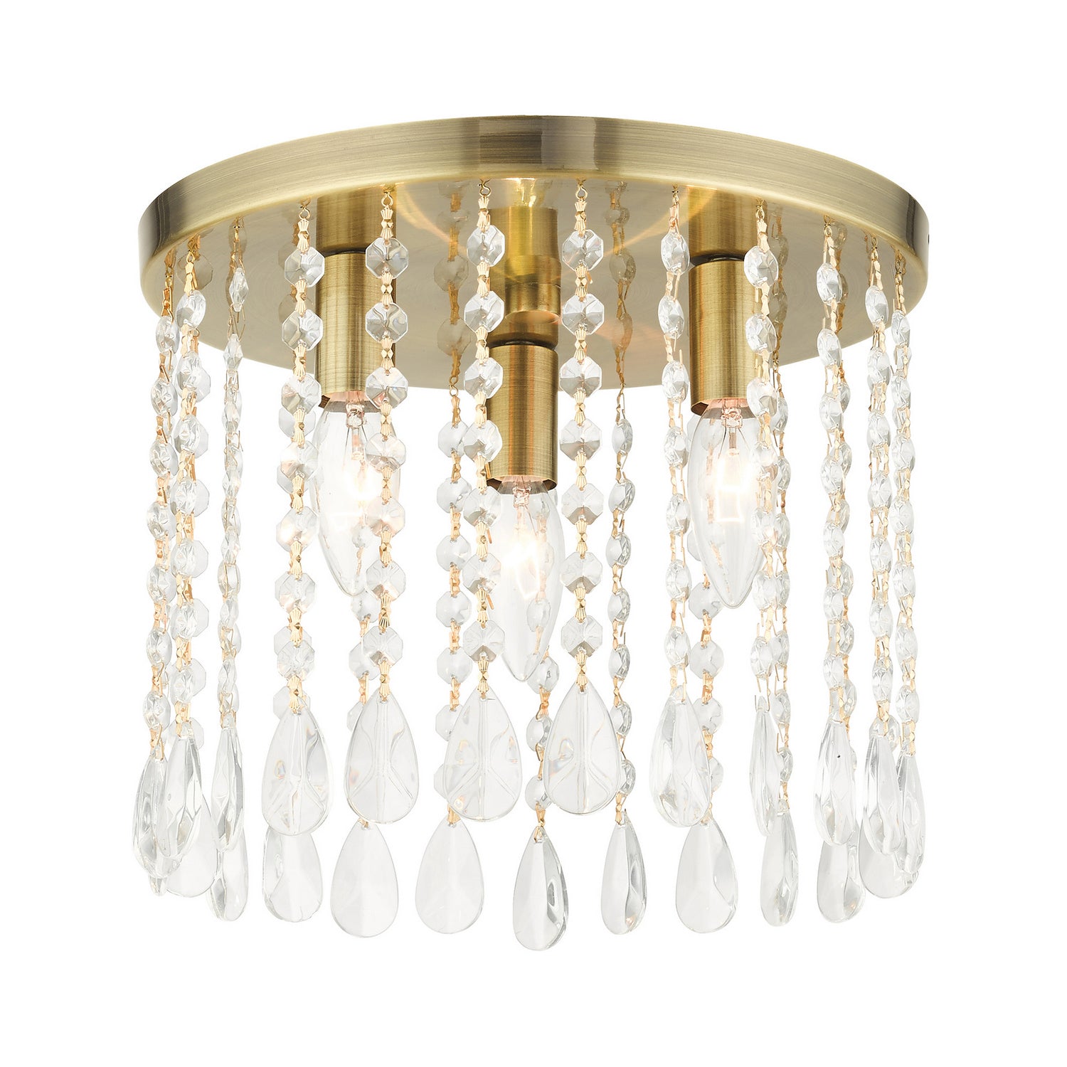 Livex Lighting - 51067-01 - Three Light Flush Mount - Elizabeth - Antique Brass