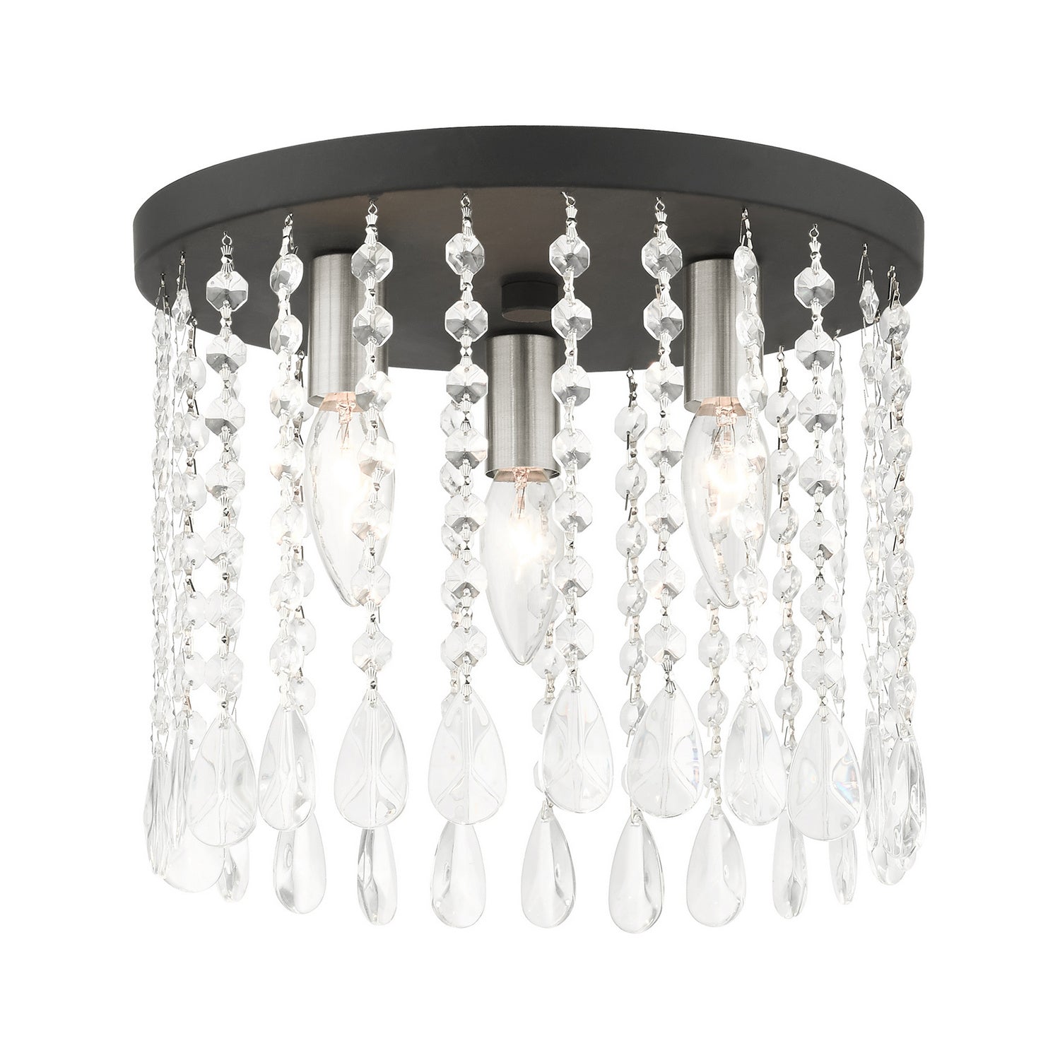 Livex Lighting - 51067-04 - Three Light Flush Mount - Elizabeth - Black w/ Brushed Nickels