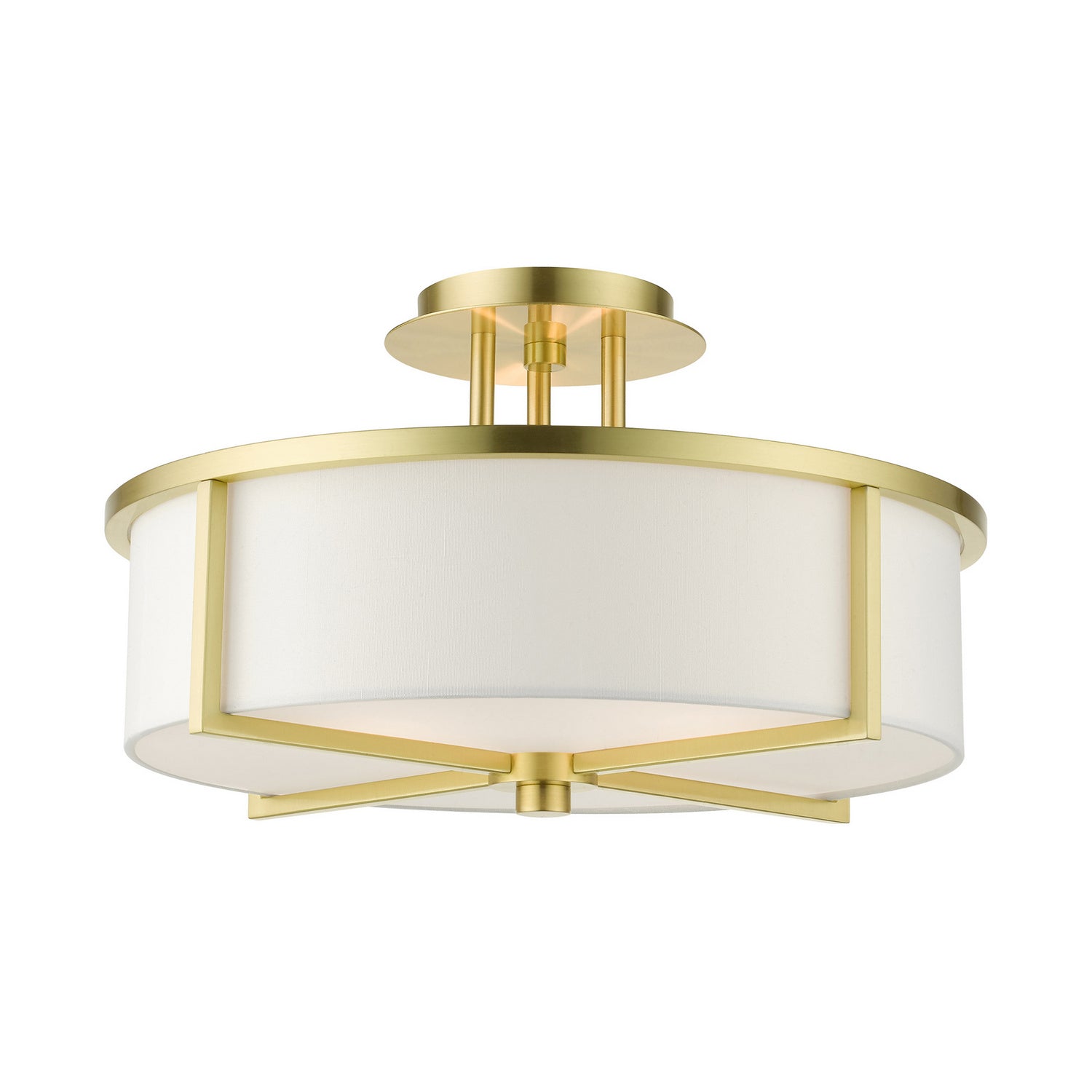 Livex Lighting - 51074-12 - Three Light Semi Flush Mount - Wesley - Satin Brass