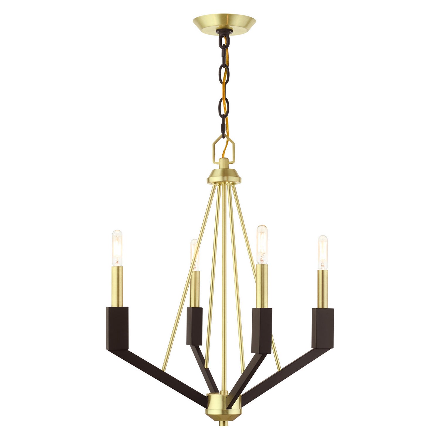 Livex Lighting - 51164-12 - Four Light Mini Chandelier - Beckett - Satin Brass and Bronze