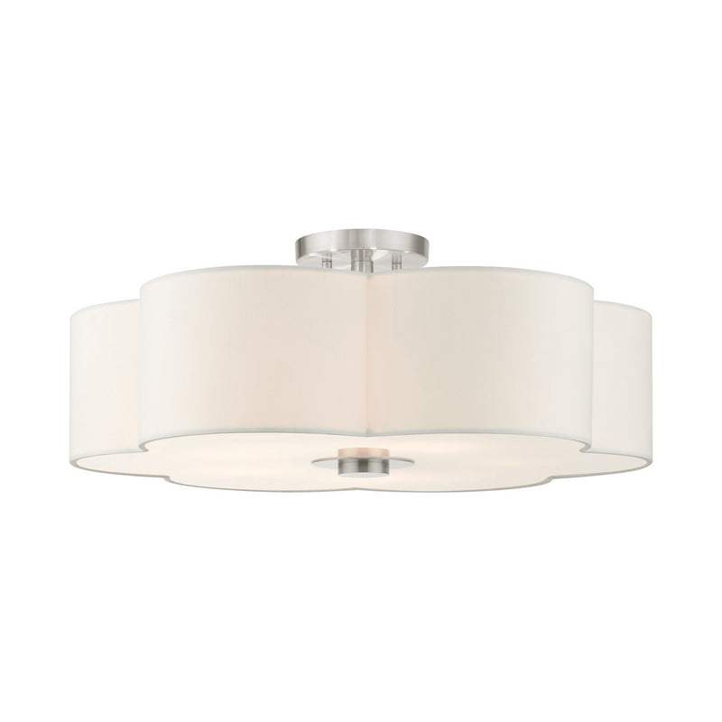 Livex Lighting - 52158-91 - Five Light Semi Flush Mount - Chelsea - Brushed Nickel