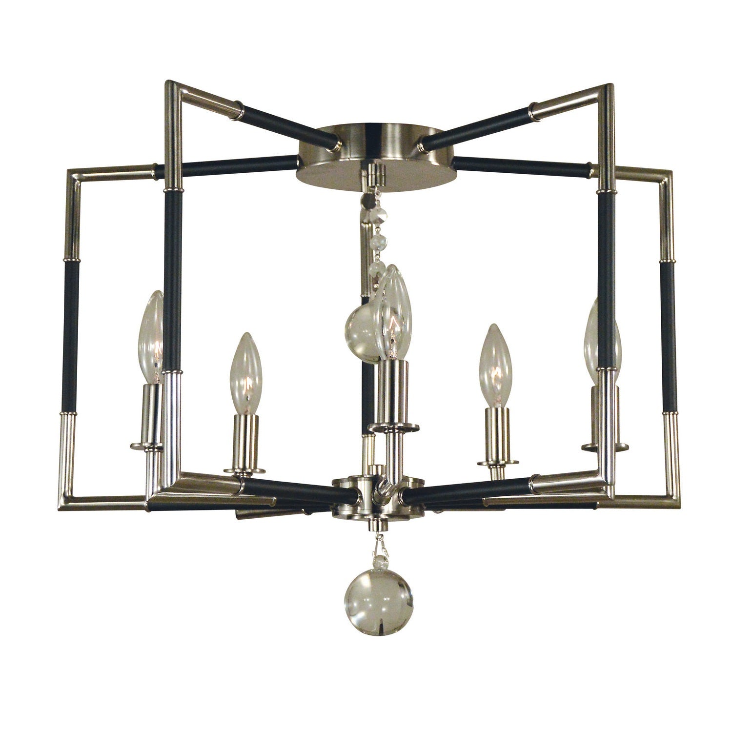 Framburg - 5040 PN/MBLACK - Five Light Flush / Semi-Flush Mount - Felicity - Polished Nickel w/Matte Black