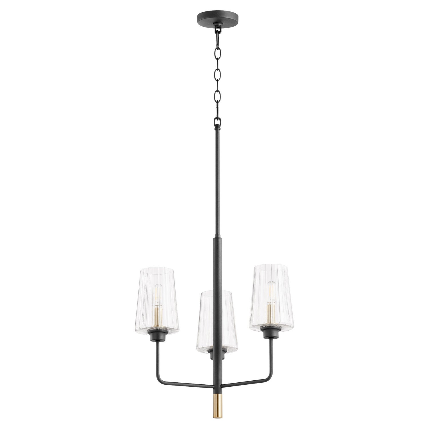 Quorum - 625-3-6980 - Three Light Chandelier - Dalia - Textured Black w/ Aged Brass