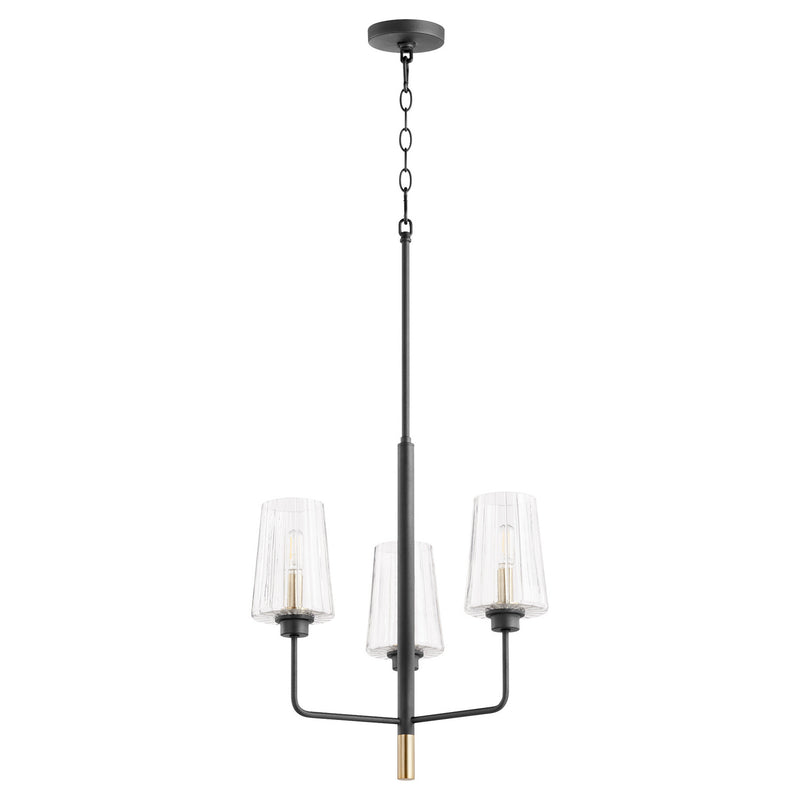 Quorum - 625-3-6980 - Three Light Chandelier - Dalia - Textured Black w/ Aged Brass