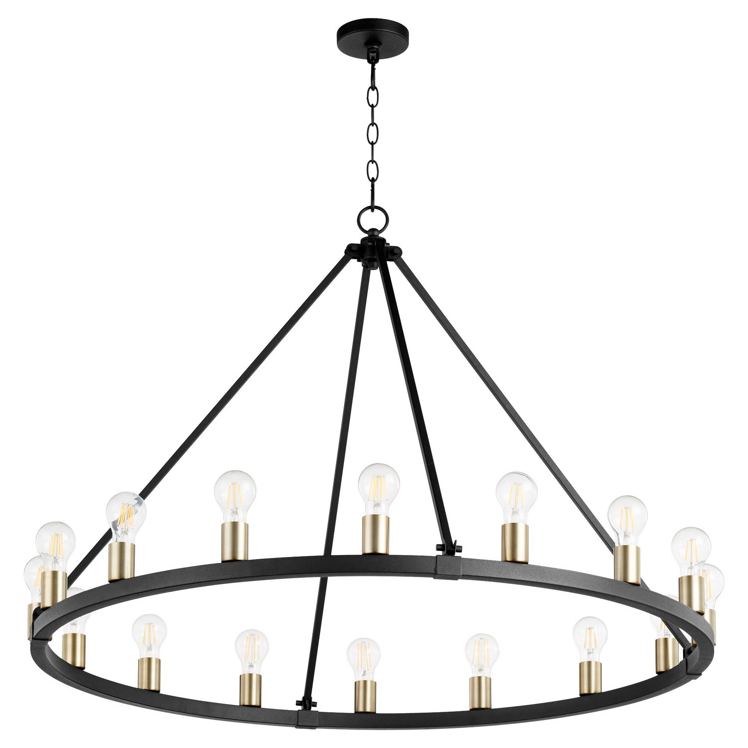 Quorum - 64-16-6980 - 16 Light Chandelier - Paxton - Textured Black w/ Aged Brass